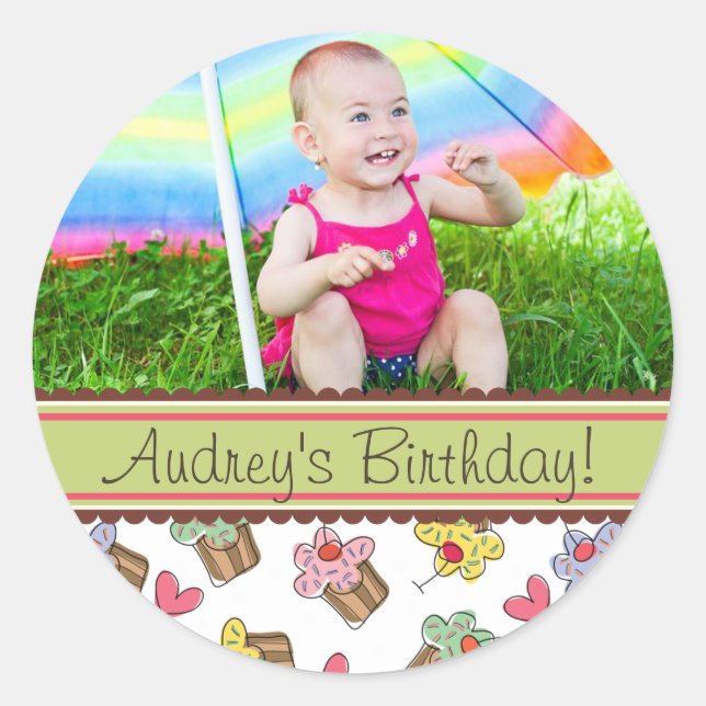 Sticker photo d'anniversaire pour fille de cerise  (Devant)