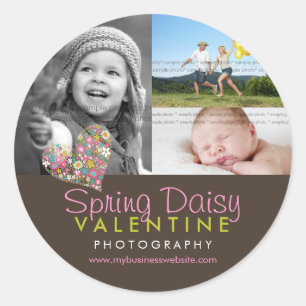 Sticker photo de Printemps Fleurs de Coeur Rose