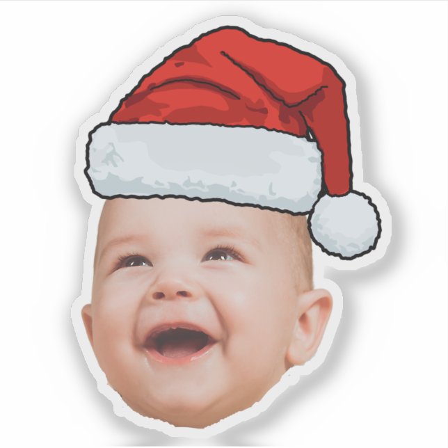 Sticker Photo de visage de bébé personnalisé Noël du Père  (Devant)