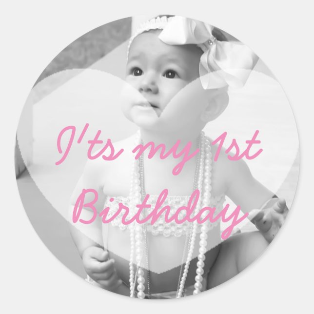 Sticker photo personnalisé pour le premier anniver (Devant)