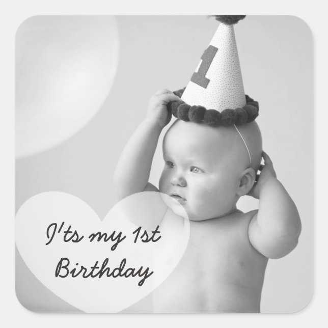 Sticker photo personnalisé pour le premier anniver (Devant)