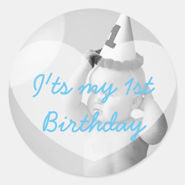 Sticker photo personnalisé pour le premier anniver (Devant)