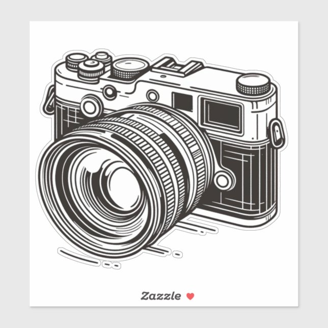 Sticker Photographe Photographe Appareil photo reflex noir (Feuille)