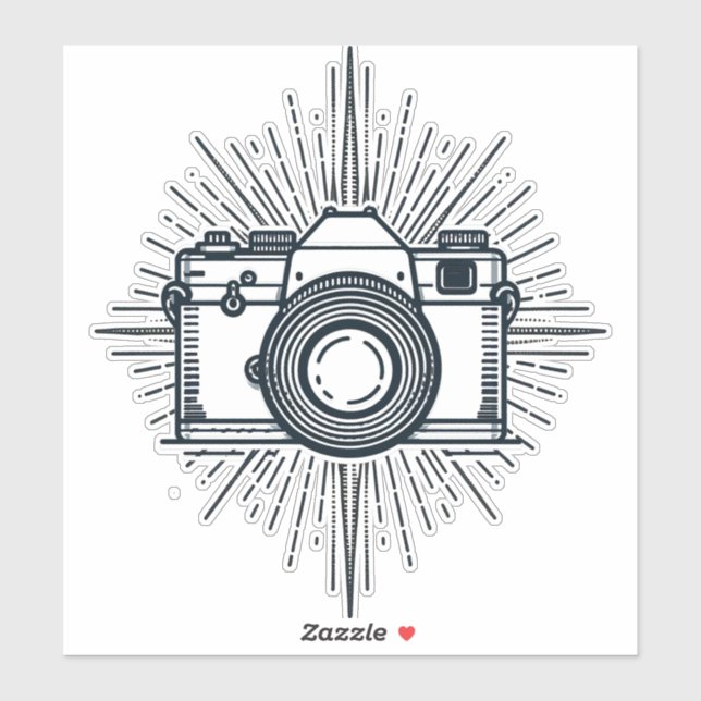 Sticker Photographie Photographe Caméra Minimal Vintage (Feuille)