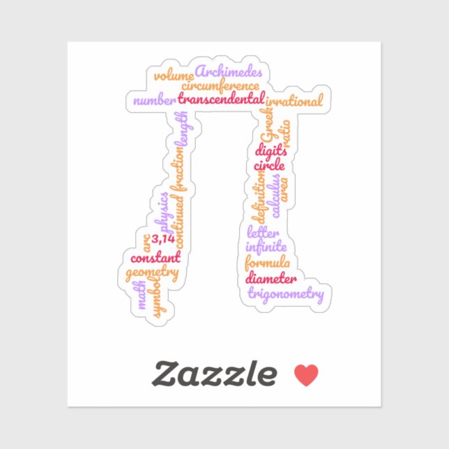 Sticker Pi Day Math Word Cloud (Feuille)