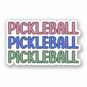 Sticker Pickleball en Pink Blue Green Typographie
