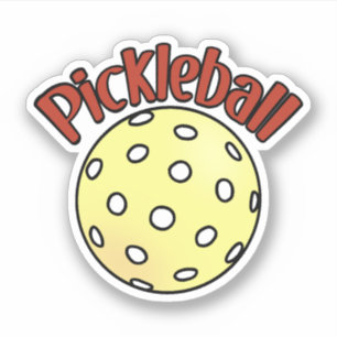 Sticker Pickleball en rouge avec balle jaune