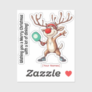 Sticker Pickleball 🎄 Joyeux Noël, texte personnalisé