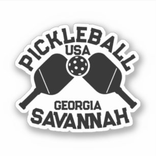 Sticker Pickleball Paddle & Ball Savannah Géorgie Personna