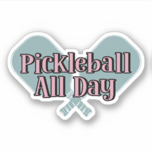 Sticker "Pickleball Toute la journée" sur une pagaie de Pi