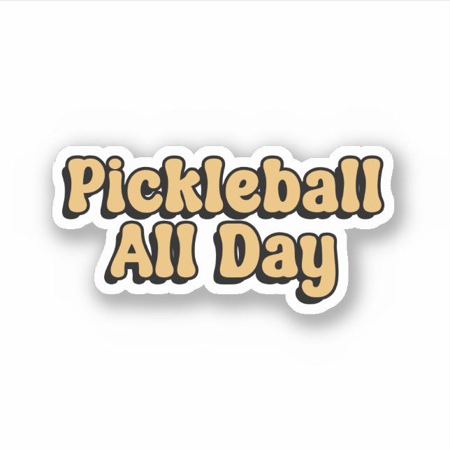 Sticker Pickleball toute la journée Yellow Retro Typograph (Devant)