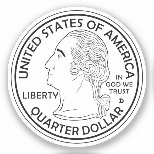 Sticker Pièce en quarts de dollars George Washington (Recto)