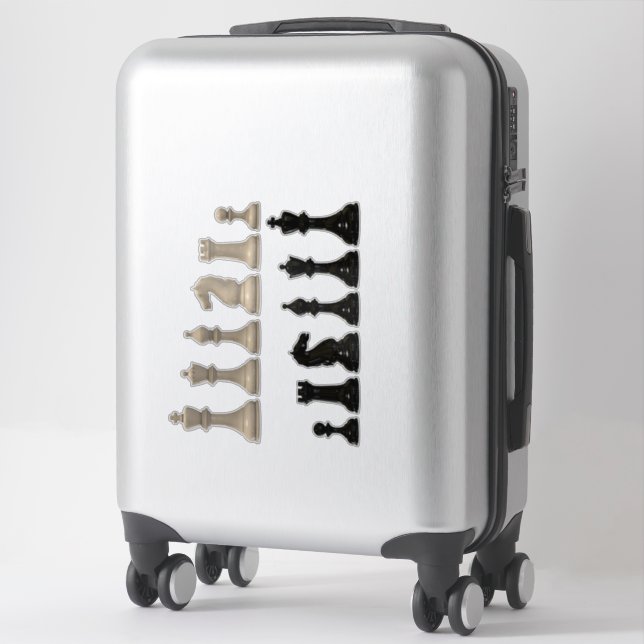 Sticker Pièces d'échecs noir et ivoire CustomCut Vinyl Sti (Sur valise)