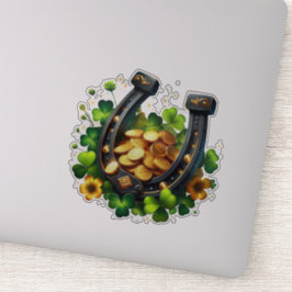 Sticker Pièces en or Lucky Horseshoe et Clover