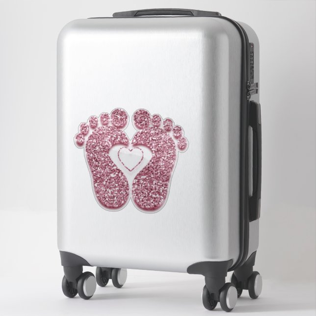 Sticker Pieds bébé Coeur Réflexologie Massage Rose de thér (Sur valise)