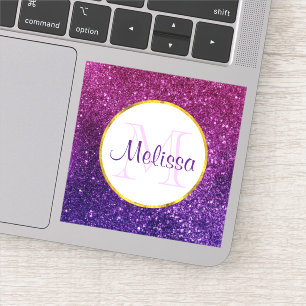 Sticker Pierres à Parties scintillant rose et violet Monog