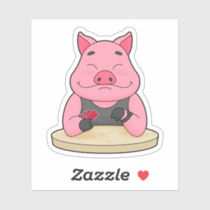 Sticker Pig au Poker avec cartes de Poker