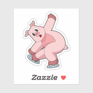 Sticker Pig Patinage sur glace Patins sur glace