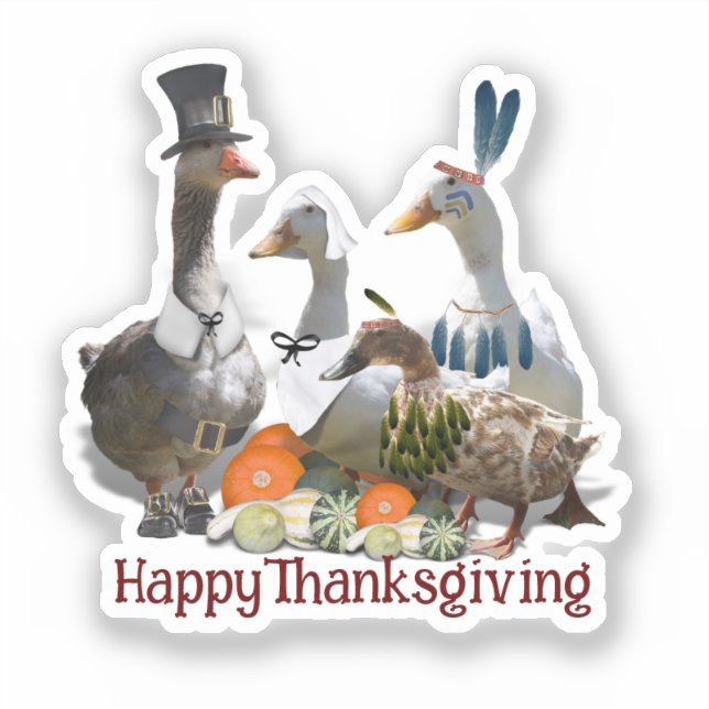 Sticker Pilgrim Goose Ducks Thanksgiving  (Recto)