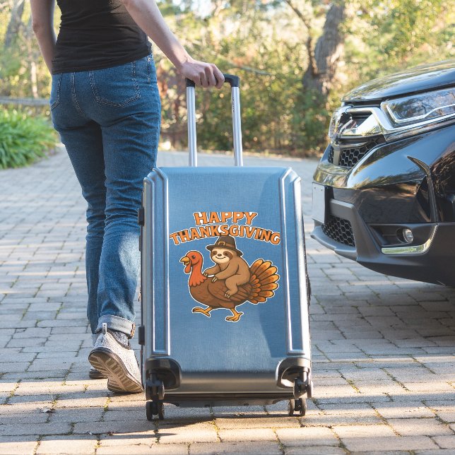 Sticker Pilgrim Sloth on Turkey Thanksgiving Classic T-Shi (Valise Insitu)