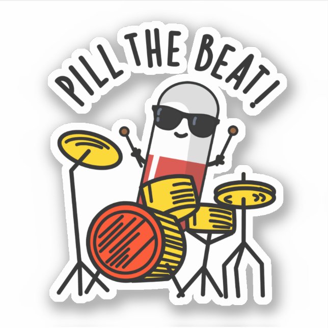 Sticker Pill The Beat Funny Médecine Musique Pun (Devant)
