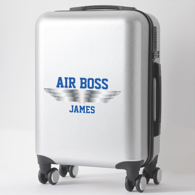 Sticker Pilote en chef Air Boss Argent Pilote Ailes (Sur valise)