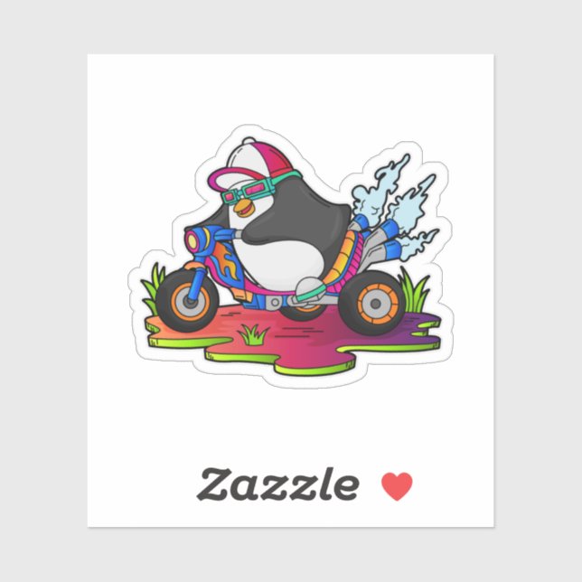 Sticker Pingouin as Biker (Feuille)