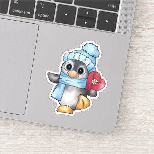 Sticker Pingouin avec coeur