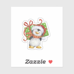Sticker Pingouin de Noël avec cadeau - Holiday Deco
