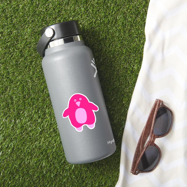 Sticker Pingouin en caricature rose (HydroFlask Insitu)