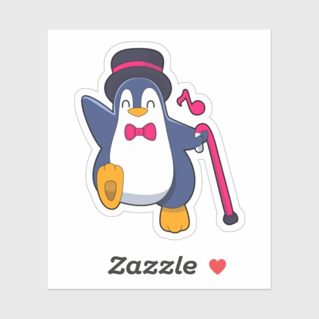 Sticker Pingouin en Groom avec Cravate (Feuille)