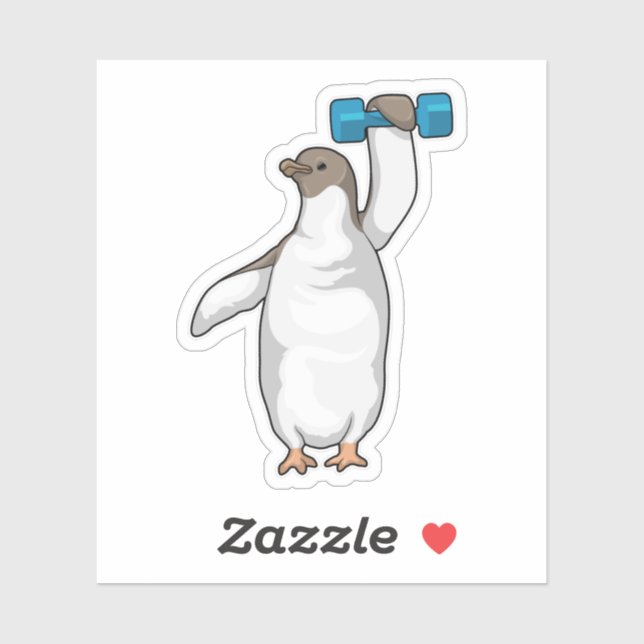 Sticker Pingouin Fitness Dumbbell (Feuille)