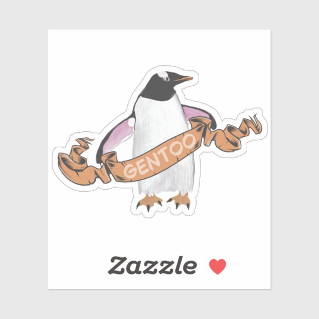 Sticker Pingouin Gentoo (Feuille)