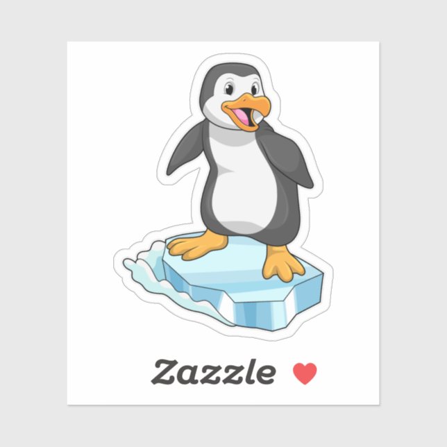 Sticker Pingouin sur glace floc (Feuille)