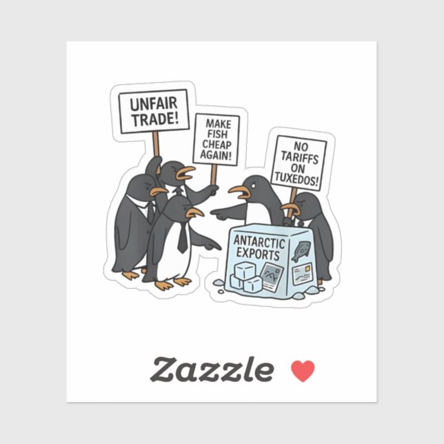 Sticker Pingouins contre les tarifs douaniers anti-Trump (Feuille)