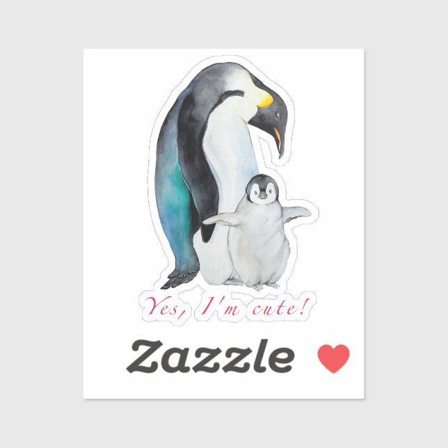 Sticker Pingouins empereurs d'aquarelle mignons (Feuille)