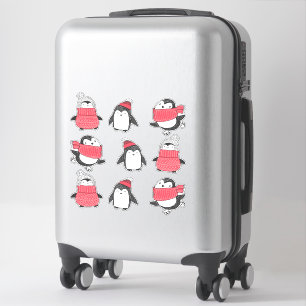 Sticker Pingouins Hivernal mou Oiseaux de neige