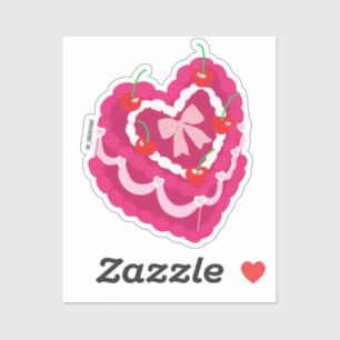 Sticker Pink Bow Gâteau Vintage de coeur