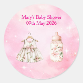 Sticker-Pink Chinoiserie  Baby Shower Stickers