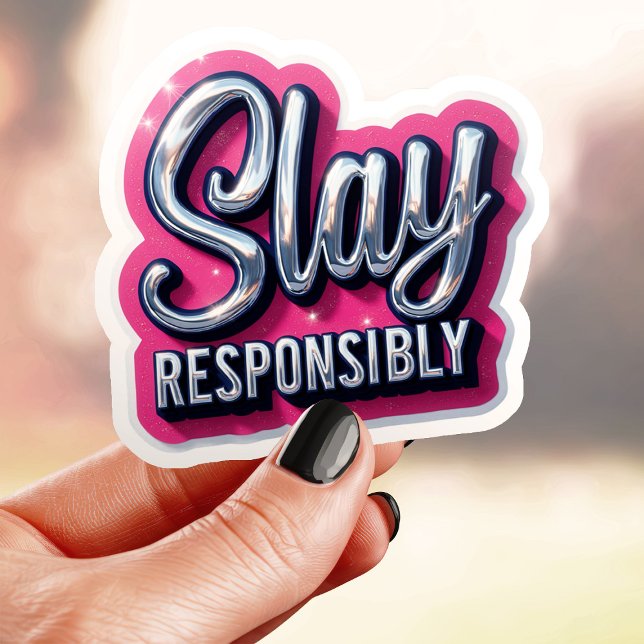Sticker Pink Chrome Slay de responsabilité esthétique (Créateur téléchargé)