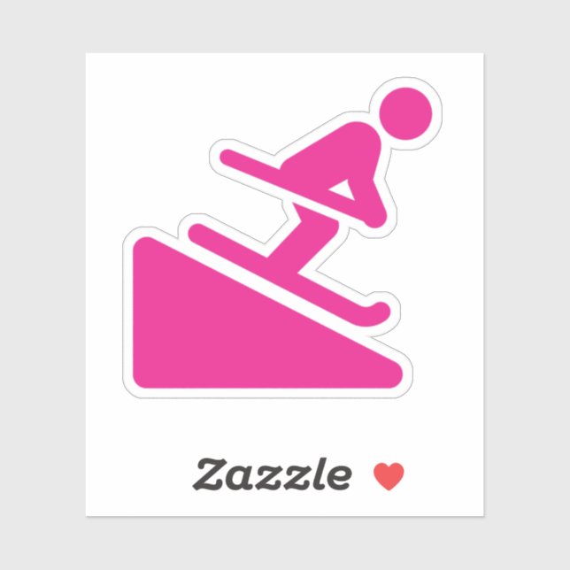 Sticker Pink Girl Skier Downhill (Feuille)