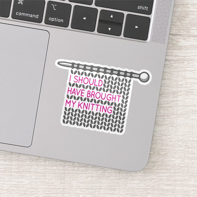 Sticker Pink & Grey J'Aurais Dû Apporter Mon Tricot (Détail)