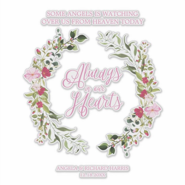 Sticker Pink Remembrance Quote for Loved Ones for Wedding (Devant)