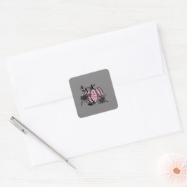 Sticker, Pink und Black Leopard Pumpkin Quadratischer Aufkleber