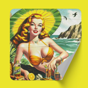 Sticker Pinup Tropical vintage