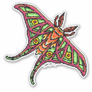 Sticker Pipe colorée Luna Moth