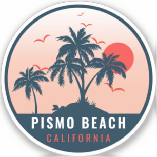 Sticker Pismo Beach California Retro Sunset Souvenirs 60's