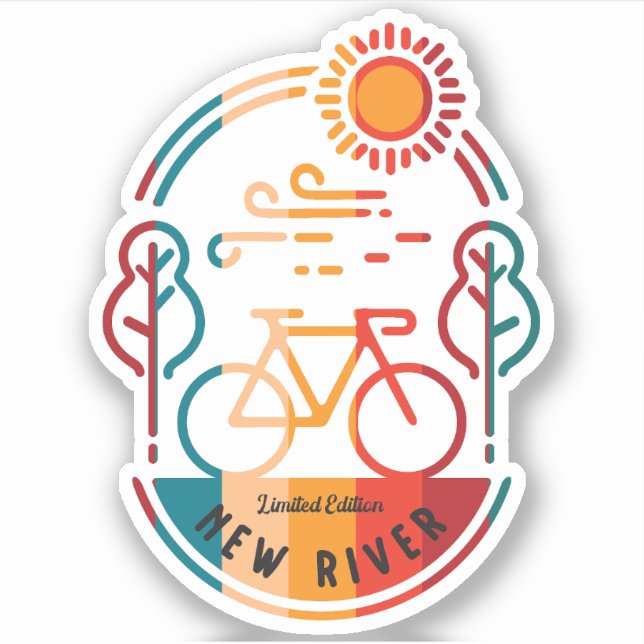 Sticker Piste cyclable Retro New River (Devant)