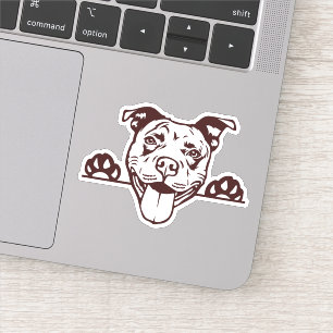 Sticker Pitbull chien mignon regardant