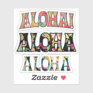 Sticker PixDezines Aloha, Noir, Turquoise et Coral